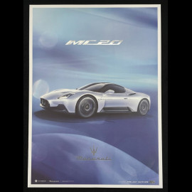 Maserati Poster MC20 Front View Blue / White 920029613