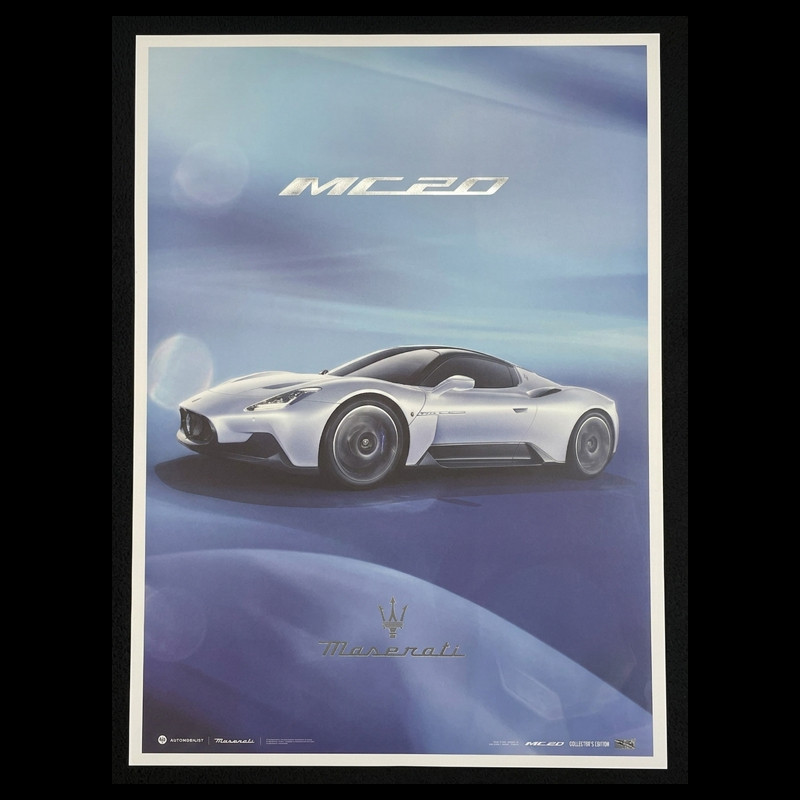 Maserati Poster MC20 Vorderansicht Blau / Weiß 920029613