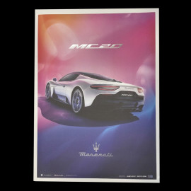 Maserati Poster MC20 Heckansicht Rosa / Blau / Weiß 920029610