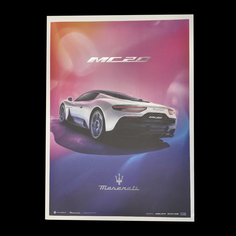 Maserati Poster MC20 Rear View Pink / Blue / White 920029610