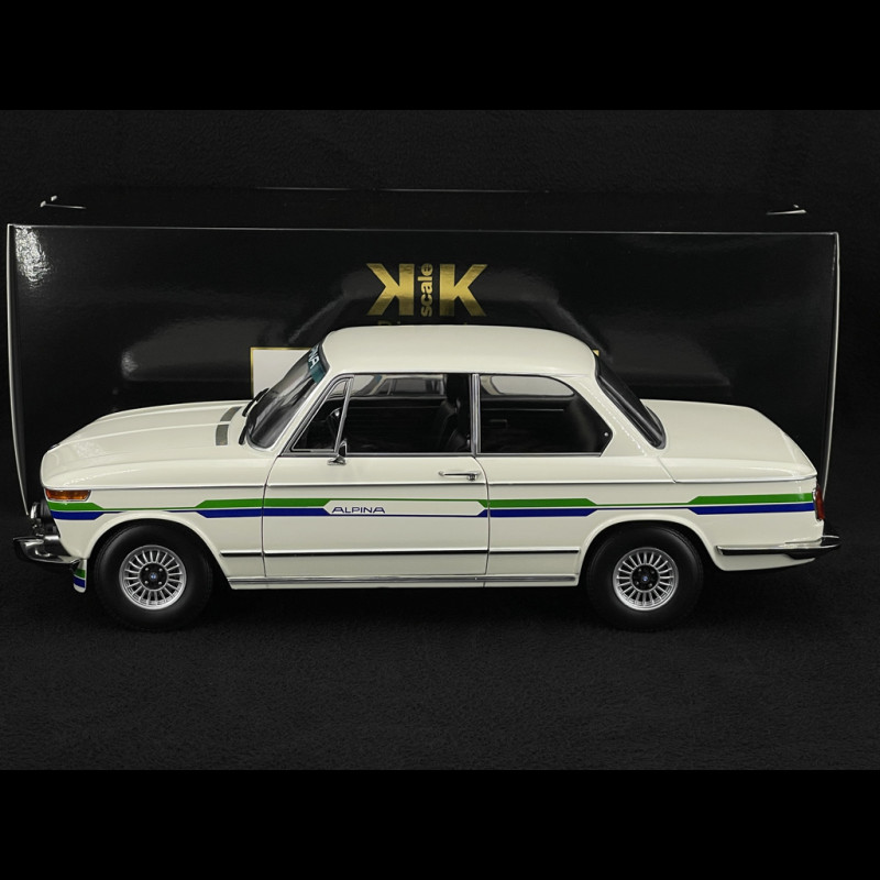 BMW 2002 Alpina SERIE 2 1974 Weiß mit blau/grünen Streifen 1/12 KK-Scale KKDC120104