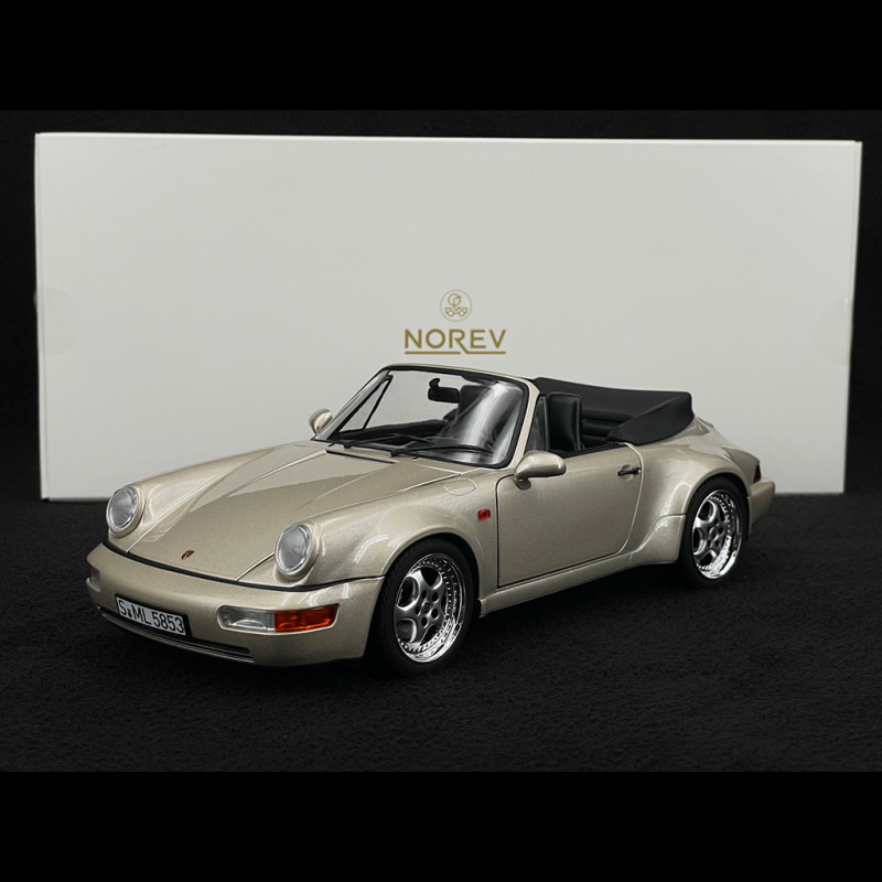 Porsche 911 Carrera 2 Typ 964 Turbo Look Cabriolet 1992 Zermatt Silber Metallic 1/18 Norev 187140