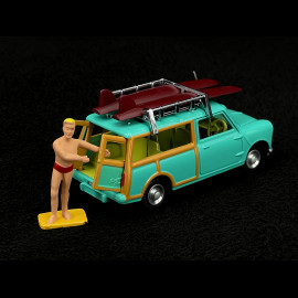 Mini Countryman 1965 with Roof Racks and Surfboard Turquoise Blue 1/42 Corgi Toys CD54321014