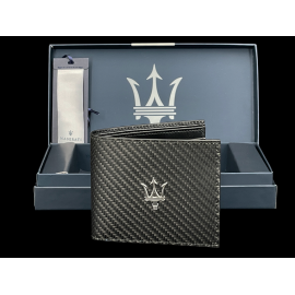Maserati Wallet in Leather Trident Black / Carbon Made in Italy 920015452