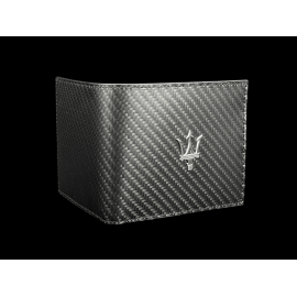 Maserati Geldbörse aus Leder Trident Schwarz / Carbon Hergestellt in Italien 920015452