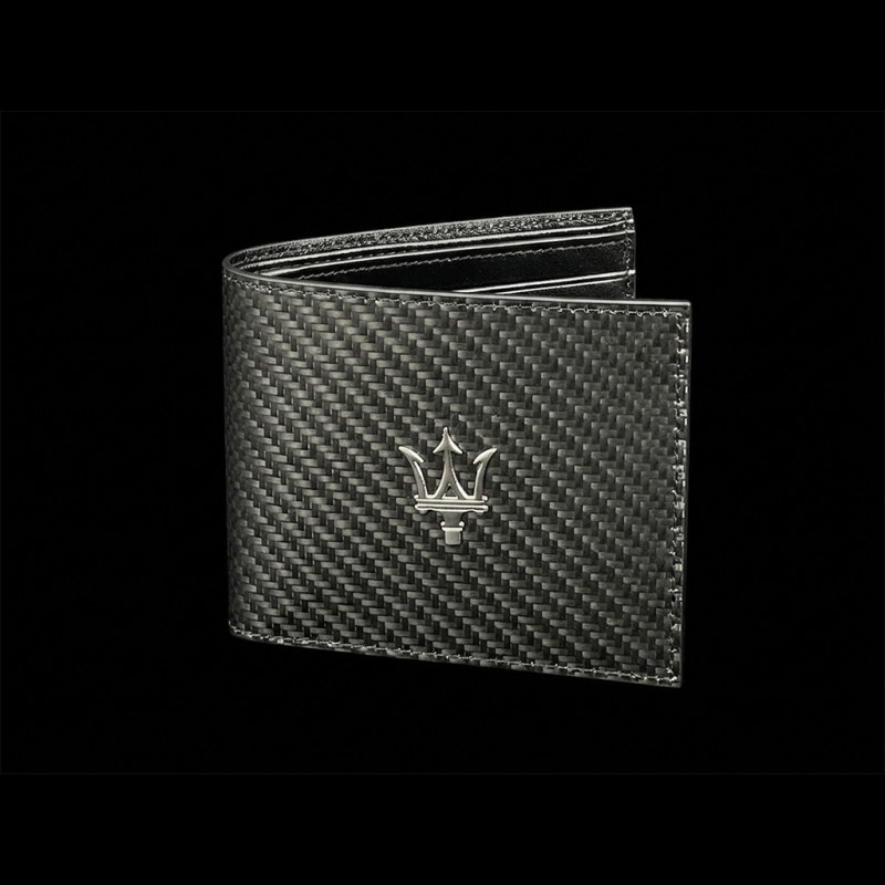 Maserati Geldbörse aus Leder Trident Schwarz / Carbon Hergestellt in Italien 920015452