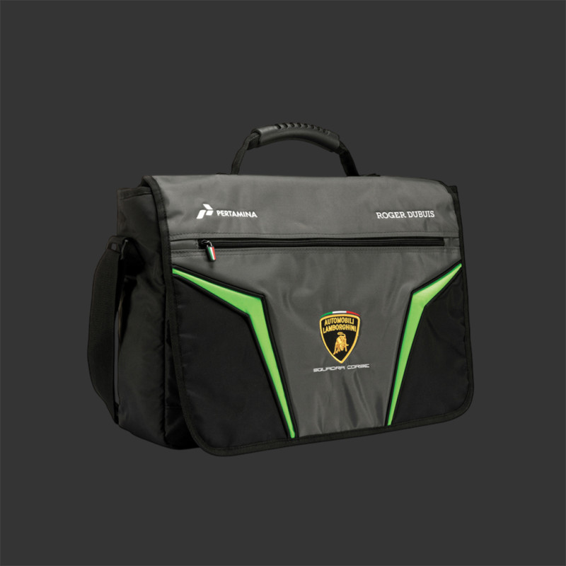 Lamborghini Umhängetasche Squadra Corse Schwarz / Grau / Grün LC321904