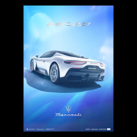 Maserati Poster MC20 Heckansicht Blau / Weiß 920029612