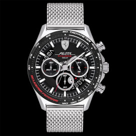 Ferrari Watch Pilota Evo Chronograph Silver Mesh Bracelet FE-083-0826