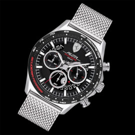 Ferrari Watch Pilota Evo Chronograph Silver Mesh Bracelet FE-083-0826