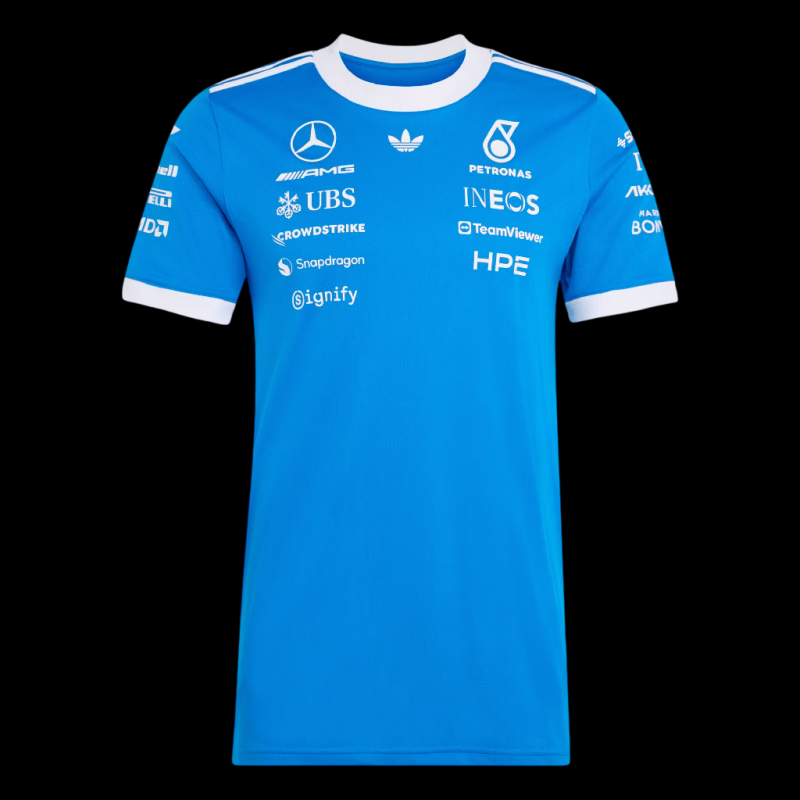 Mercedes-AMG T-Shirt Petronas F1 Team Blue Wonder Blau / Weiß Adidas KW1660 - Unisex