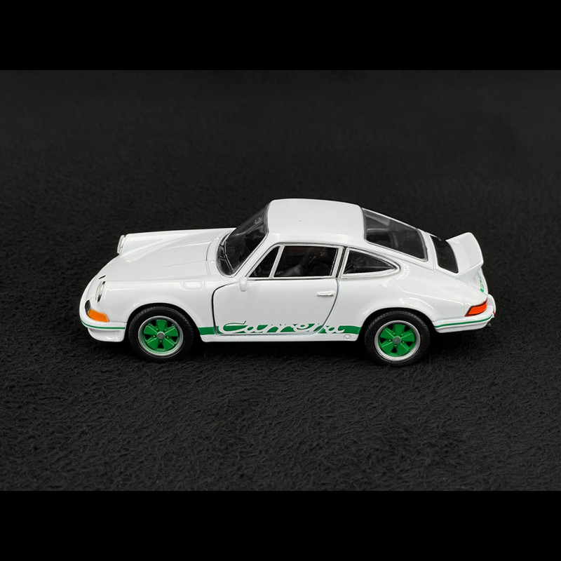 Porsche 911 Carrera RS 2.7 1973 White / Green Stripes Friction Toy 1/38 Welly MAP01091124