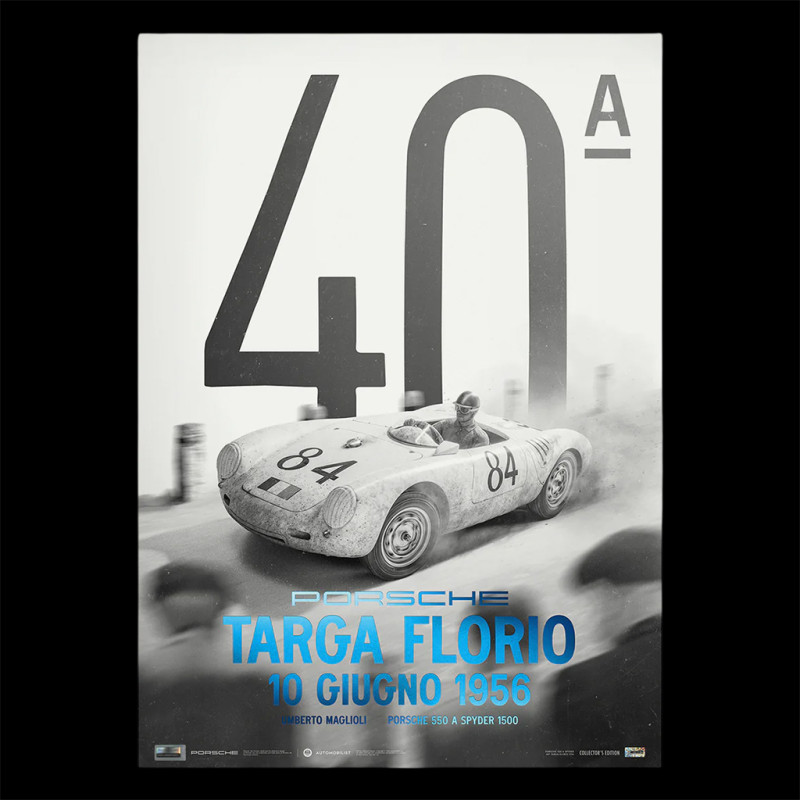 Porsche Poster 550 A Spyder 1500 n° 84 Sieger Targa Florio 1956 50 x 70 cm PROD01005280