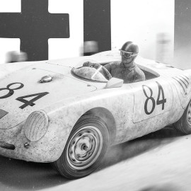 Porsche Poster 550 A Spyder 1500 n° 84 Sieger Targa Florio 1956 50 x 70 cm PROD01005280