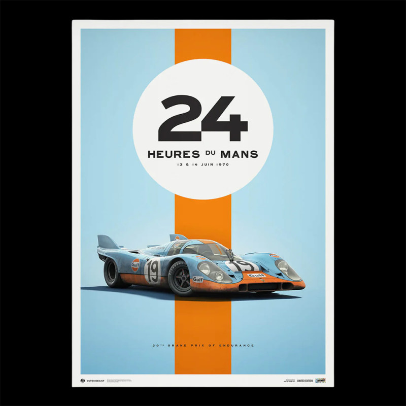 Porsche Poster 917 n° 19 Gulf 24h Le Mans 1970 50 x 70 cm PROD01004971