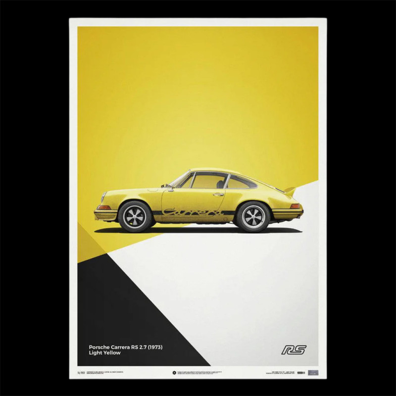 Porsche Poster 911 Carrera RS 2.7 1973 Gelb 50 x 70 cm PROD01000116