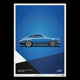 Porsche Poster 911 Carrera RS 2.7 1973 Gletscherblau / Schwarze Streifen 50 x 70 cm PROD01000109
