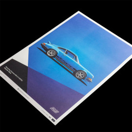 Porsche Poster 911 Carrera RS 2.7 1973 Glacier Blue / Black Stripes 50 x 70 cm PROD01000109