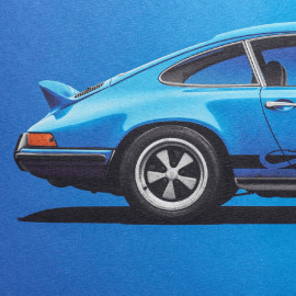 Porsche Poster 911 Carrera RS 2.7 1973 Gletscherblau / Schwarze Streifen 50 x 70 cm PROD01000109
