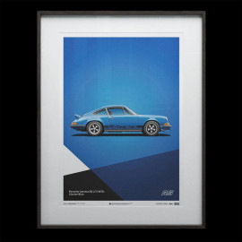 Porsche Poster 911 Carrera RS 2.7 1973 Glacier Blue / Black Stripes 50 x 70 cm PROD01000109