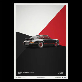 Porsche Poster 911 Carrera RS 2.7 1973 Schwarz / Rote Streifen 50 x 70 cm PROD01000107