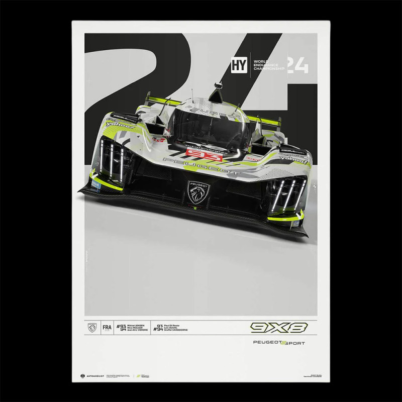 Peugeot Poster 9X8 n° 93 24h Le Mans 2024 50 x 70 cm PROD01004964