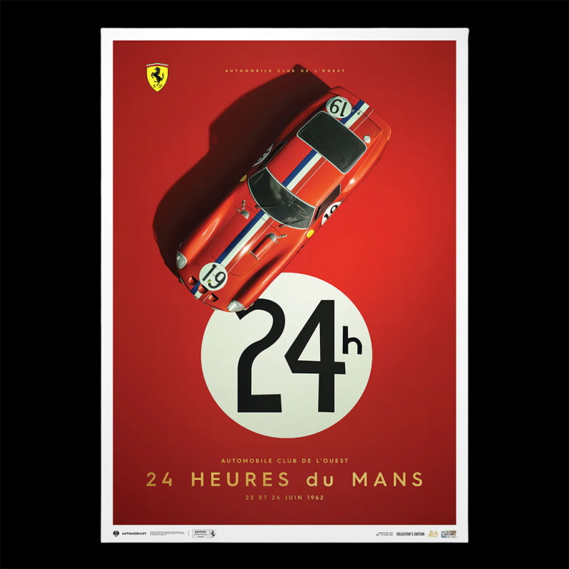 Ferrari Poster 250 GTO n° 19 24h Le Mans 1962 50 x 70 cm PROD01000792