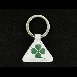 Alfa Romeo Schlüsselanhänger Kleeblatt Leder Weiß / Grün