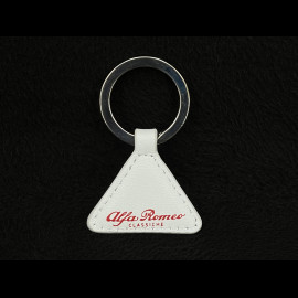 Alfa Romeo Schlüsselanhänger Kleeblatt Leder Weiß / Grün