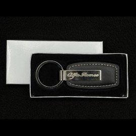 Alfa Romeo Schlüsselanhänger Leder / Chrom Schwarz