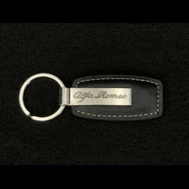 Alfa Romeo Schlüsselanhänger Leder / Chrom Schwarz
