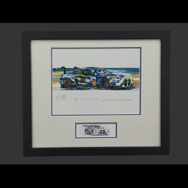 BMW Frame M4 GT3LM n° 46 24h Le Mans 2024 Maestro Valentino Black Wooden Frame with Sketch 25 x 30 cm - Uli Ehret