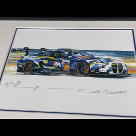 BMW Frame M4 GT3LM n° 46 24h Le Mans 2024 Maestro Valentino Black Wooden Frame with Sketch 25 x 30 cm - Uli Ehret