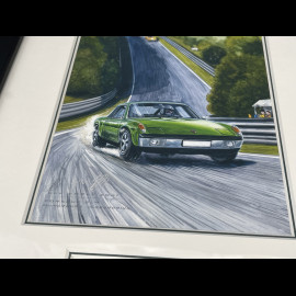 Porsche Frame 914 Nürburgring Black Wooden Frame with Sketch 25 x 30 cm - Uli Ehret