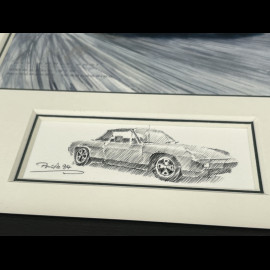 Porsche Frame 914 Nürburgring Black Wooden Frame with Sketch 25 x 30 cm - Uli Ehret