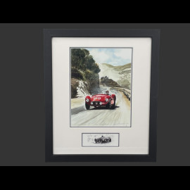 Maserati Frame A6 GCS n° 66 Juan Manuel Fangio Targa Florio 1953 Black Wooden Frame with Sketch 25 x 30 cm - Uli Ehret
