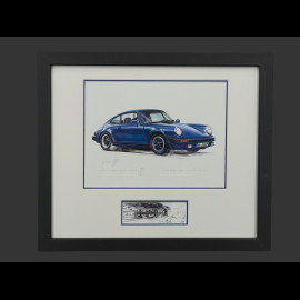 Porsche Rahmen 911 Carrera G-SC 3.2 Schwarzer Holzrahmen mit Skizze 25 x 30 cm - Uli Ehret
