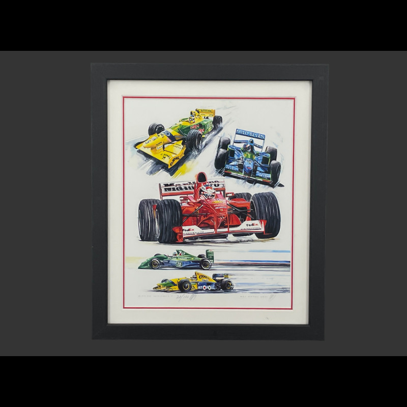 Michael Schumacher Rahmen F1 Schwarzer Holzrahmen 25 x 30 cm - Uli Ehret