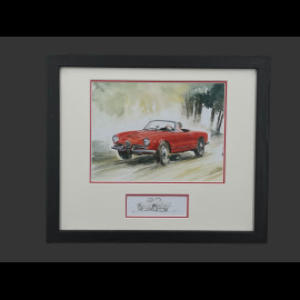 Alfa Romeo Frame Giulia Spider Black Wooden Frame with Sketch 25 x 30 cm - Uli Ehret