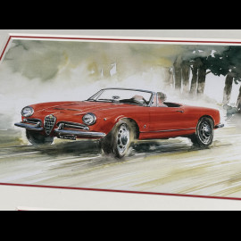 Alfa Romeo Rahmen Giulia Spider Schwarzer Holzrahmen mit Skizze 25 x 30 cm - Uli Ehret