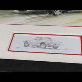 Alfa Romeo Frame Giulia Spider Black Wooden Frame with Sketch 25 x 30 cm - Uli Ehret