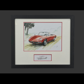 Alfa Romeo Rahmen Duetto Spider Schwarzer Holzrahmen mit Skizze 25 x 30 cm - Uli Ehret