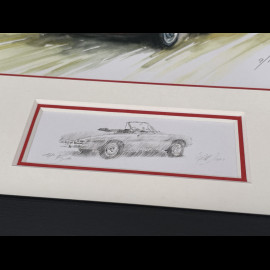 Alfa Romeo Rahmen Duetto Spider Schwarzer Holzrahmen mit Skizze 25 x 30 cm - Uli Ehret