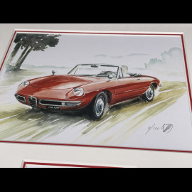 Alfa Romeo Rahmen Duetto Spider Schwarzer Holzrahmen mit Skizze 25 x 30 cm - Uli Ehret