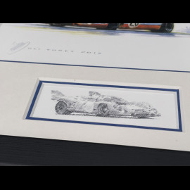 Porsche Frame 917 K n° 20 Gulf 24h Le Mans 1970 The Ghosts of Le Mans Black Wooden Frame with Sketch 25 x 30 cm - Uli Ehret