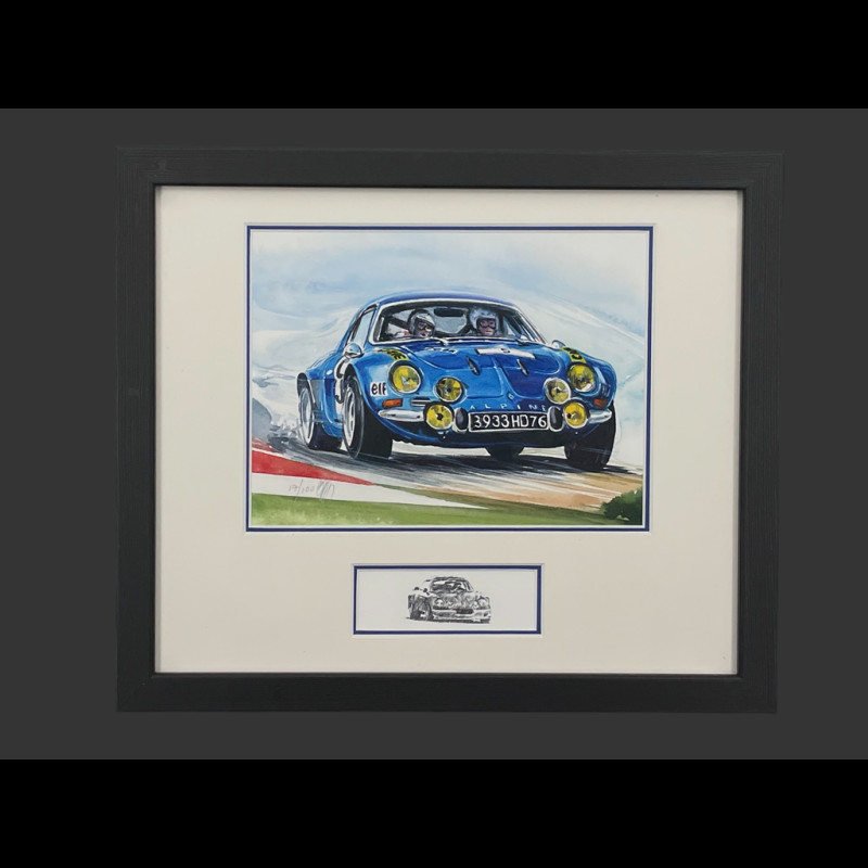 Alpine Frame A110 n° 5 Rally Black Wooden Frame with Sketch 25 x 30 cm - Uli Ehret