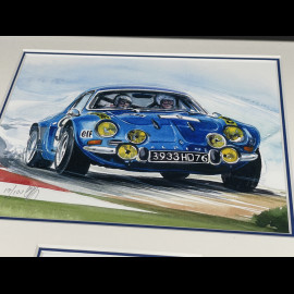 Alpine Rahmen A110 n° 5 Rallye Schwarzer Holzrahmen mit Skizze 25 x 30 cm - Uli Ehret