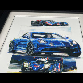 Alpine Frame A110 / A521 F1 / A480 LMP1 n° 36 / A424 n° 36 Alpine History Black Wooden Frame 25 x 30 cm - Uli Ehret