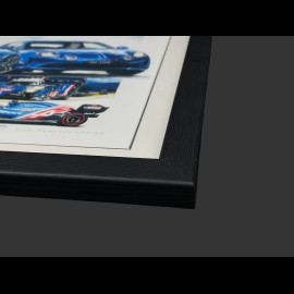 Alpine Frame A110 / A521 F1 / A480 LMP1 n° 36 / A424 n° 36 Alpine History Black Wooden Frame 25 x 30 cm - Uli Ehret