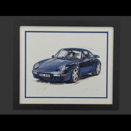 Porsche Rahmen 911 Turbo Typ 964 Schwarzer Holzrahmen 25 x 30 cm - Uli Ehret